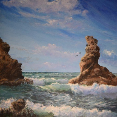“Rough Sea and Diving Birds”