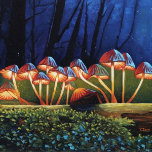 “Nightlight glowing mushrooms”