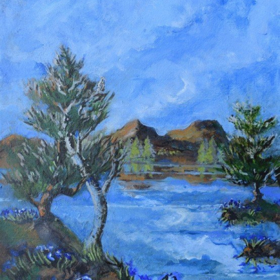 “Magic Mountains by Lake”