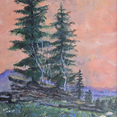“Two Trees in Early Morning”